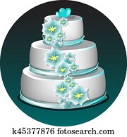 עוגה של חתונה, עם, פרחים