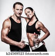 atlético, pareja, después, ejercicio salud