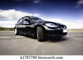 Black Car In Motion