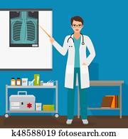 Doctor checking lungs x-ray film