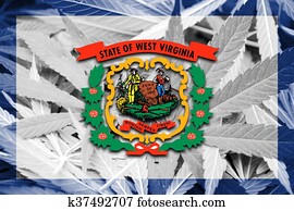 Flag of West Virginia State, on cannabis background Flag of West Virginia State, on cannabis background