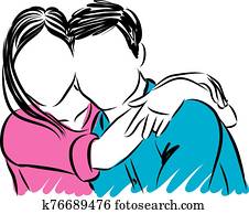 happy couple hugging vector illustration happy couple hugging vector illustration
