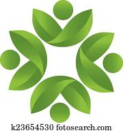 Health nature teamwork logo vector
