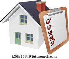House and Survey Clipboard Concept House and Survey Clipboard Concept
