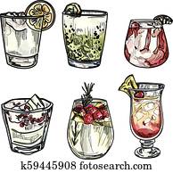 Set of cocktails. Set of cocktails.