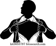 Superhero Business Man Tearing Shirt Showing Chest Superhero Business Man Tearing Shirt Showing Chest