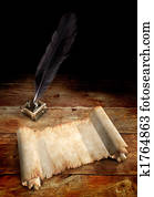 ישן, קלף, ו, a, נוצה