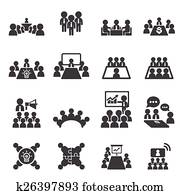 会議, そして, ビジネス, アイコン