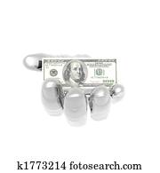 100 dollarnota, op, de, hand