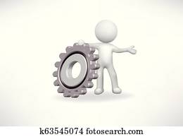 3d Small People with a gear vector logo 3d Small People with a gear vector logo