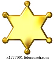 3d, זהוב, sheriff's, תג