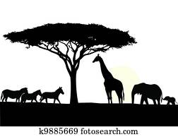 Africa silhouette background Africa silhouette background