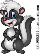 caricatura, engraçado, gambá, isolado