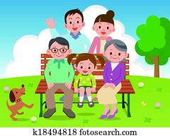 Happy family sitting on a park benc Happy family sitting on a park benc