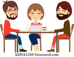 leute, coworking, zentrieren