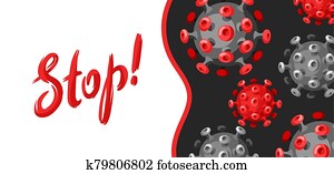 Stop Covid-19. Background with coronavirus molecule. Stop Covid-19. Background with coronavirus molecule.