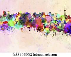 Tokyo skyline in watercolor Tokyo skyline in watercolor