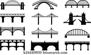 Vector bridges silhouettes icons Vector bridges silhouettes icons