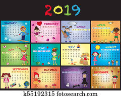 calendrier, 2019