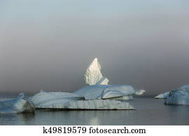 icebergs on foggy morning, Newfoundland