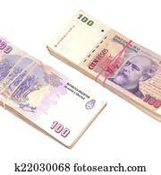 Two stacks of pesos.