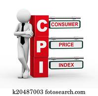 3d businessman with cpi signpost illustration