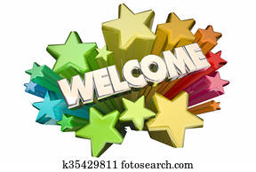 bienvenida, estrellas, saludos, palabra, animación 3d