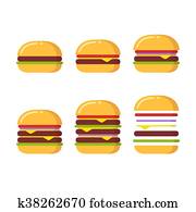 Burger icons set Burger icons set