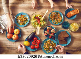 Enjoying  family dinner