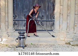 excitado, igreja, mulher, limpador