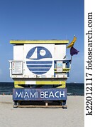 Miami Beach sign on lifeguard hut 