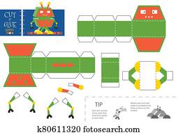 schneiden, und, klebstoff, roboter, spielzeug, vektor, illustration,, worksheet. schneiden, und, klebstoff, roboter, spielzeug, vektor, illustration,, worksheet.