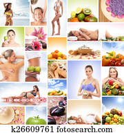 spa, massaging, arbeidsdyktigheten, og, næring, -, collage