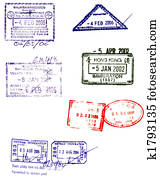 אסייתי, דרכון, בולים, vectors