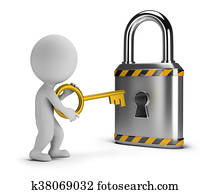 3d small people - opens the lock 3d small people - opens the lock