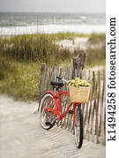 Bike at beach. Bike at beach.