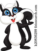 cute, caricatura, gambá, waving