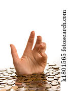 Drowning in debt concept