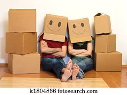 Happy couple in their new home concept