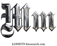 Metallic patterned letter of german gothic alphabet font. Letter M Metallic patterned letter of german gothic alphabet font. Letter M