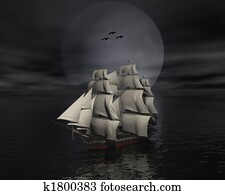 Sailing vessel in the sea Sailing vessel in the sea