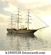 Sailing vessel in the sea 