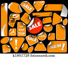 Set of orange sale labels Set of orange sale labels