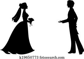 Silhouettes of bride and groom Silhouettes of bride and groom