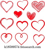 Vector hearts set. Hand drawn. Vector hearts set. Hand drawn.