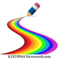 Abstract rainbow curves made by pencil