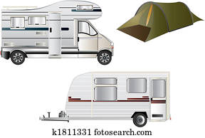 acampamento, e, caravanas