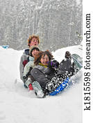 adolescentes, sledding, ligado, um, pires