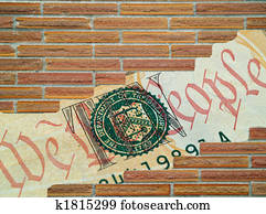 Brick Wall Hole showing Money Detail