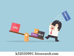 Concept illustration of person juggling work life balance. The graphic ...